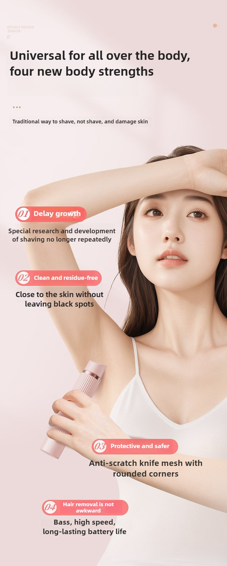 Barbeador elétrico para mulheres, à prova d&#39;água, lâminas de cabelo molh