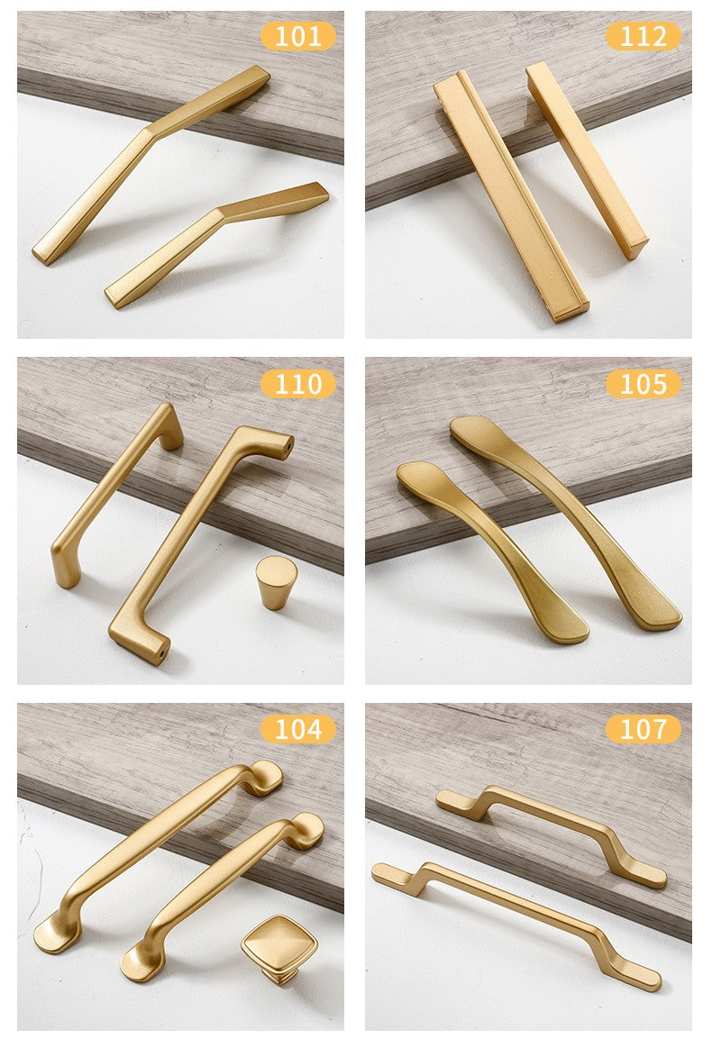 Estilo simples fosco ouro armário alças liga de alumínio sólido armário de