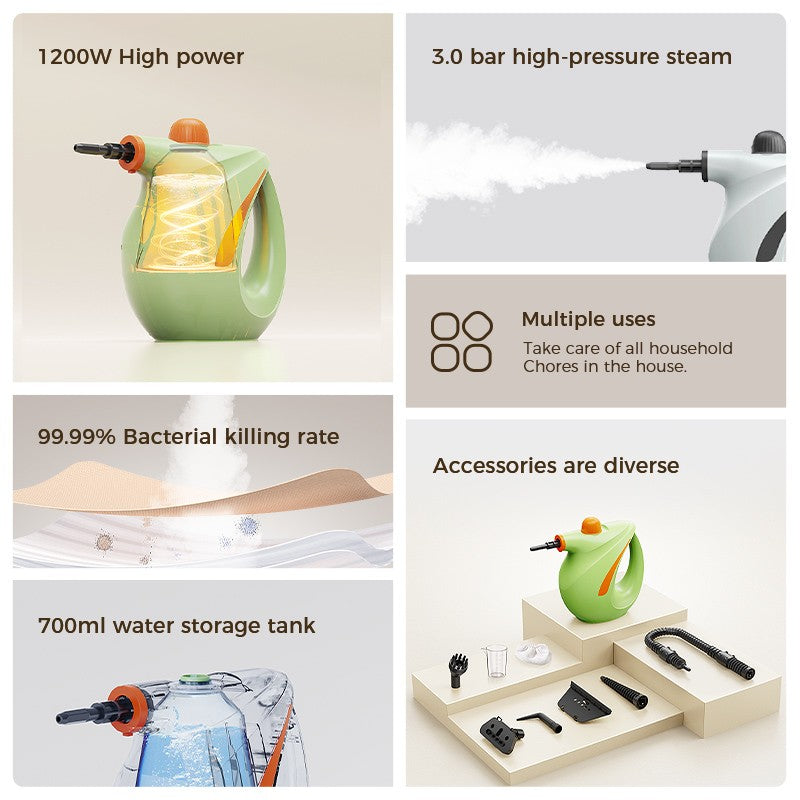 Limpador a vapor portátil 1200W de alta pressão 3.0Bar 20s Calor rápido Tanqu