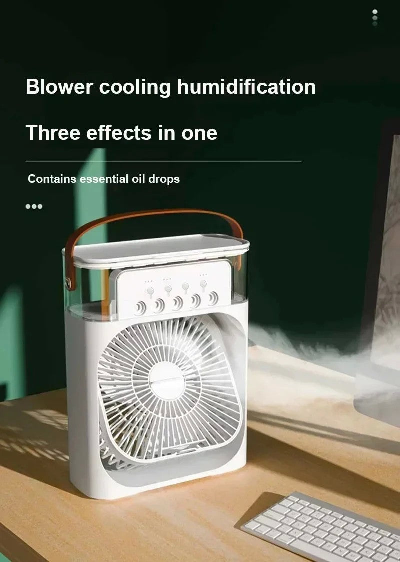 Ventilador com umidificador portátil de luz noturna LED - Mini refrigerador de