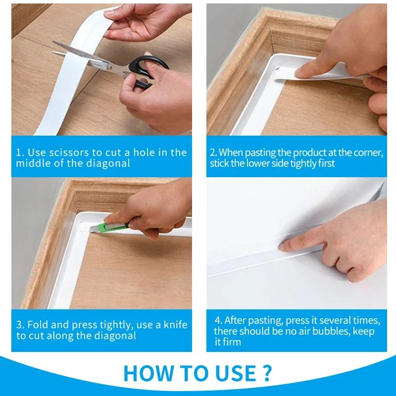 Fita de colocação de pvc, 2,2x3,2m, para banheiro, cozinha, calafetagem, autoa