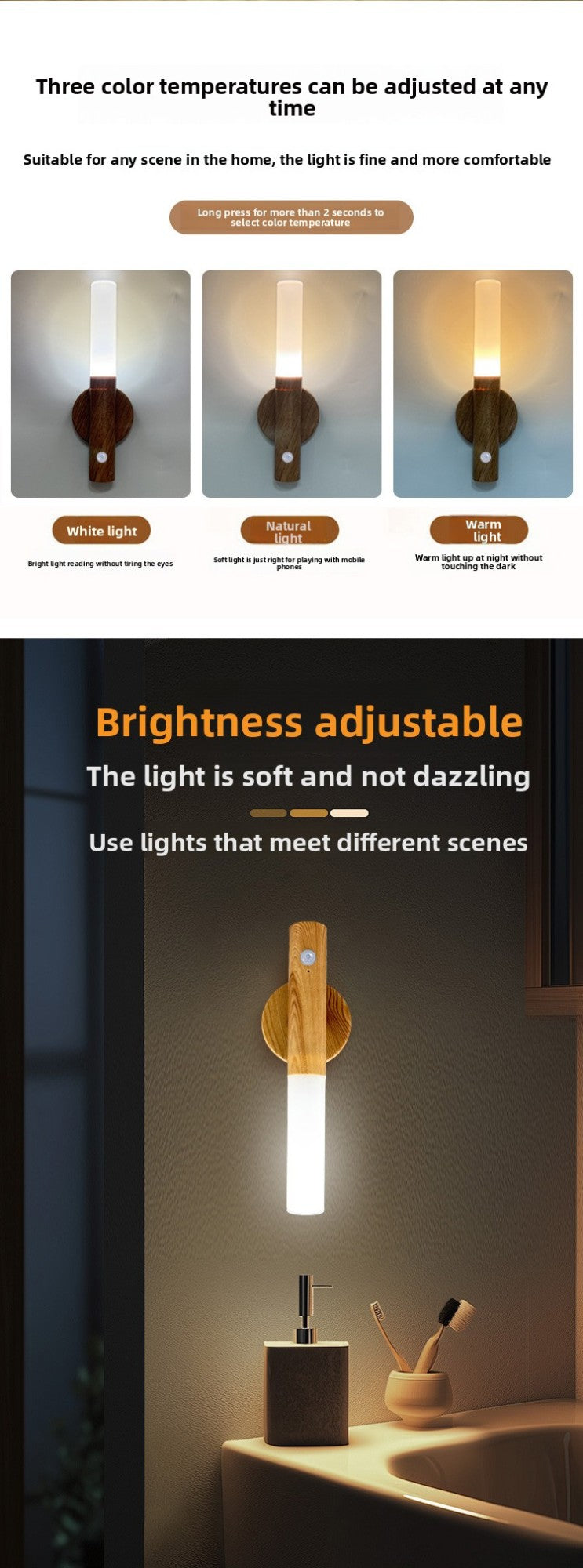 Sensor de movimento inteligente luz noturna led recarregável lâmpada de parede