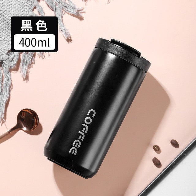 Caneca térmica de café de aço inoxidável 400ml, caneca térmica 304, à prov