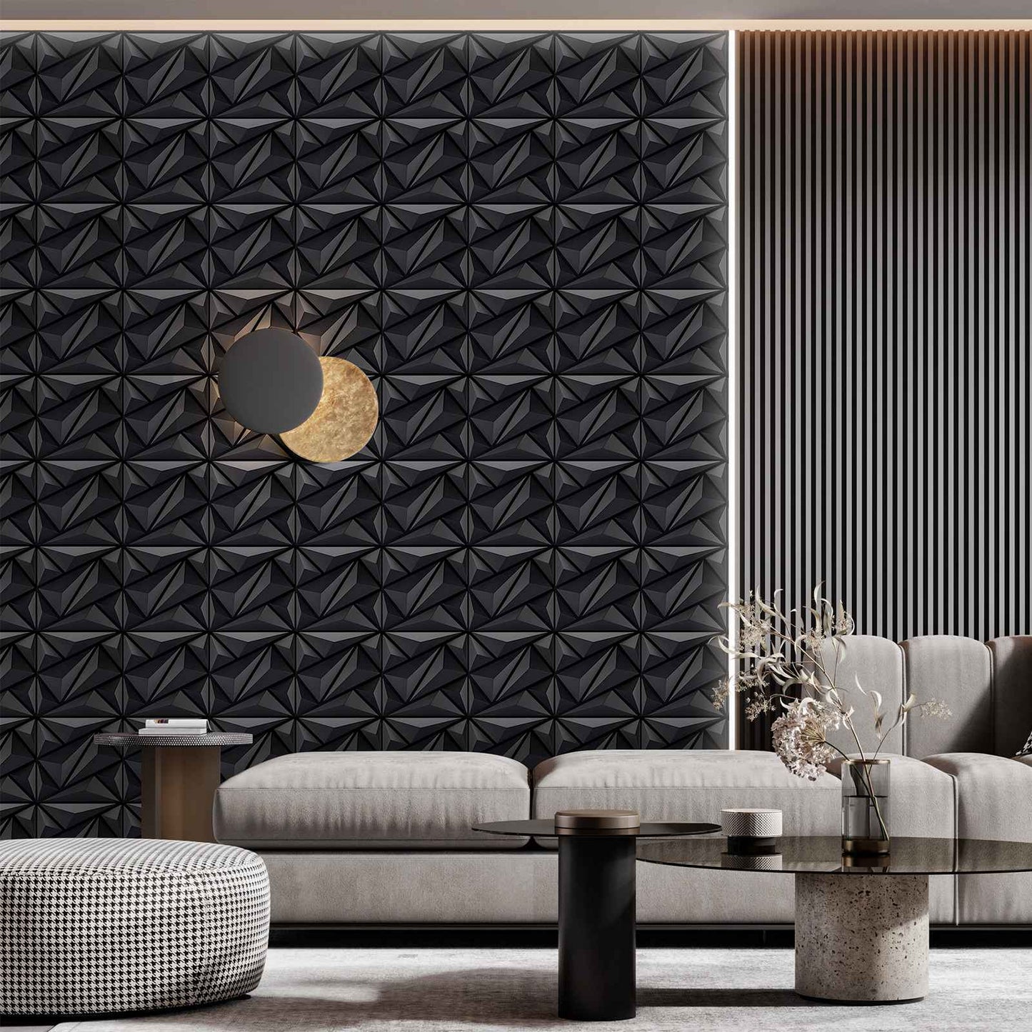 Painel de parede texturizado 3D KUUJOJOJO para decoração de parede interna, ad