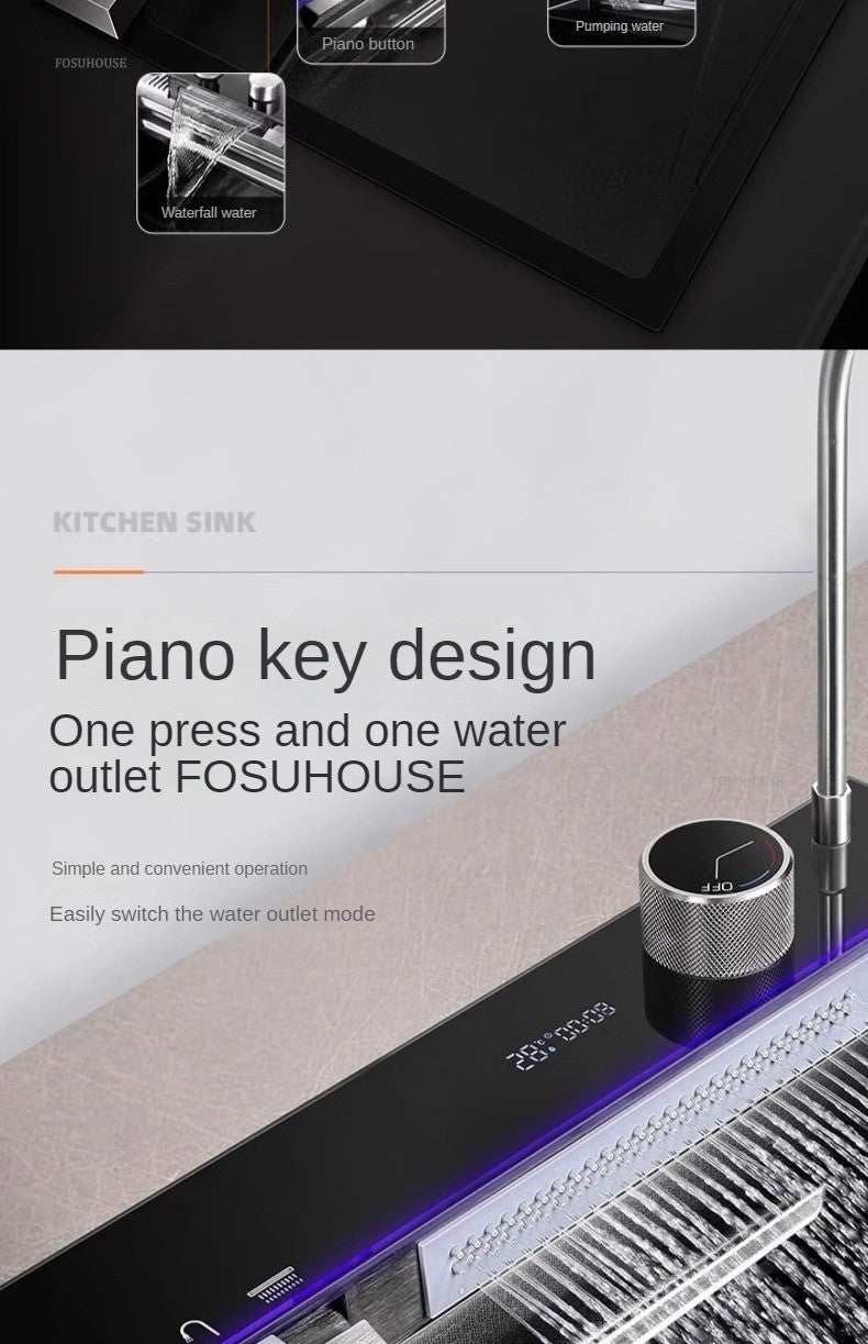 Pias de cozinha inteligentes com slot único para apartamentos, pias multifuncio