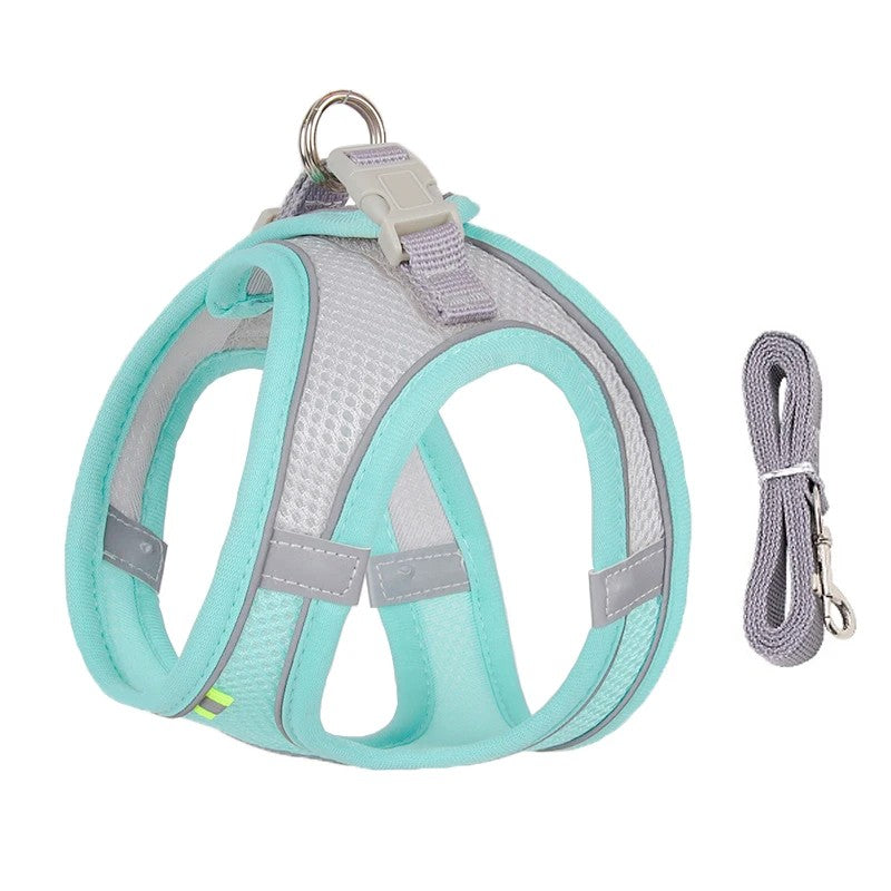 Conjunto de Arnês Ajustável para Cachorro e Gato, Colete para Cães, Trela Pet