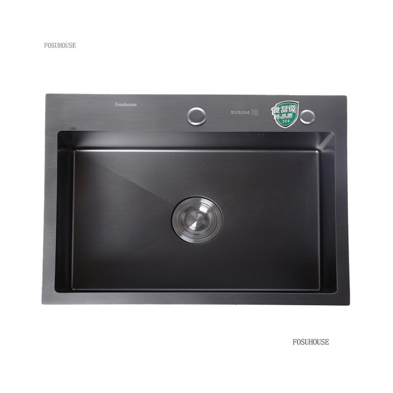 Pias simples feitas à mão para bancada de cozinha, pias de lavagem nano pretas
