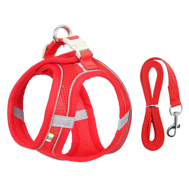 Conjunto de Arnês Ajustável para Cachorro e Gato, Colete para Cães, Trela Pet