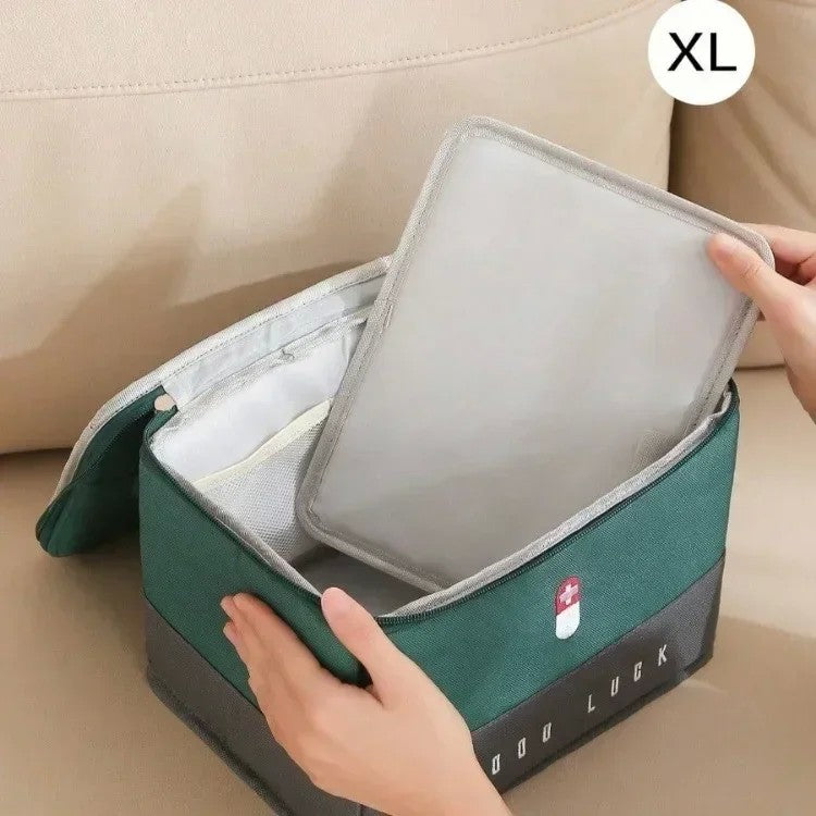 Bolsa médica portátil para viagem, kit de primeiros socorros à prova d'água, grande capacidade, organizador de armazenamento de medicamentos, bolsa de emergência para acampamento