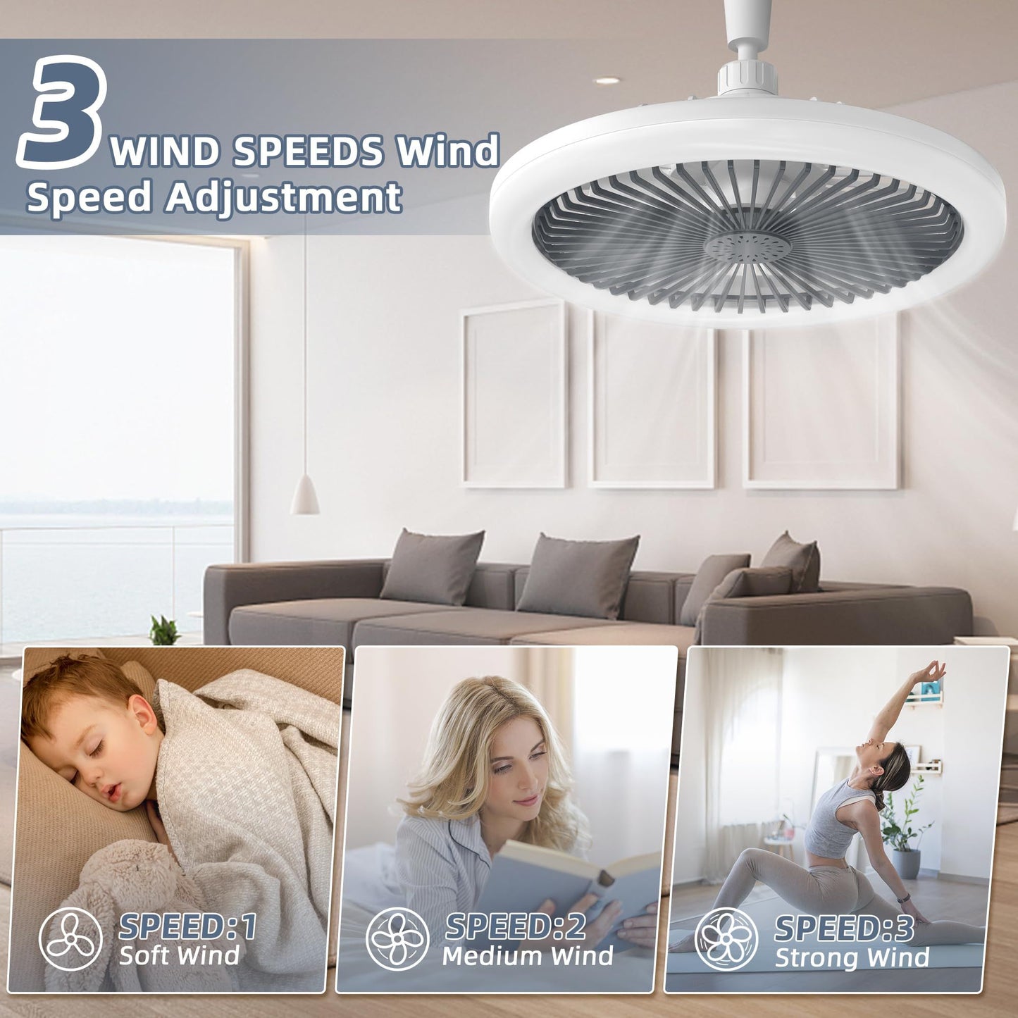 Iralan ventilador de teto moderno com luz led ventilador luz e27 parafuso ventil