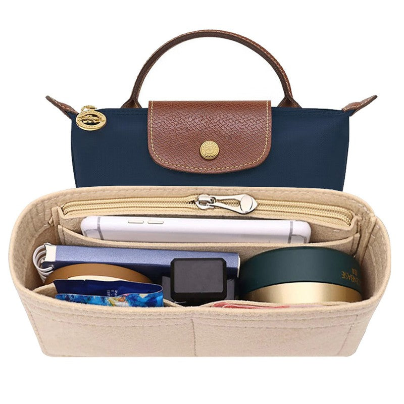 Feltro Insert Bag Serve para Longchamp Mini Handbag, Liner Bag Portátil, Sacos