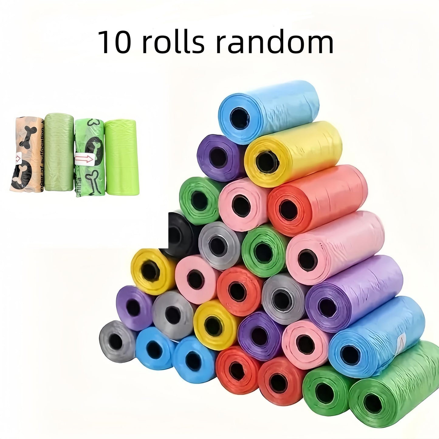10 rolos de sacos de lixo para animais de estimação com estampa de pata, sacos