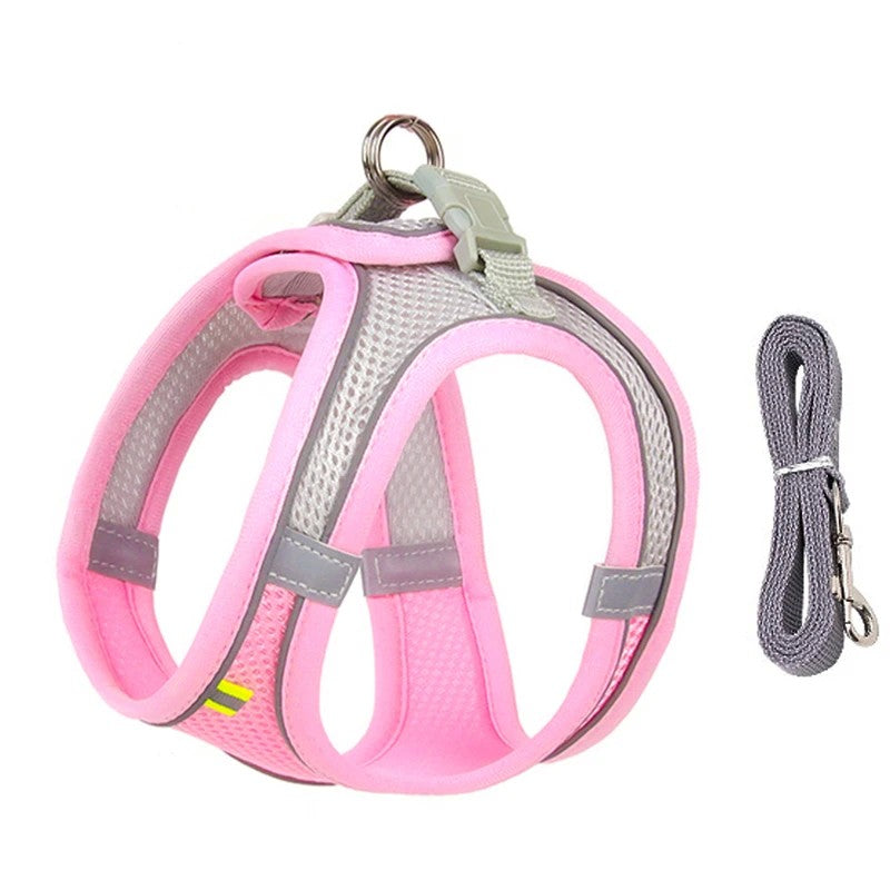 Conjunto de Arnês Ajustável para Cachorro e Gato, Colete para Cães, Trela Pet