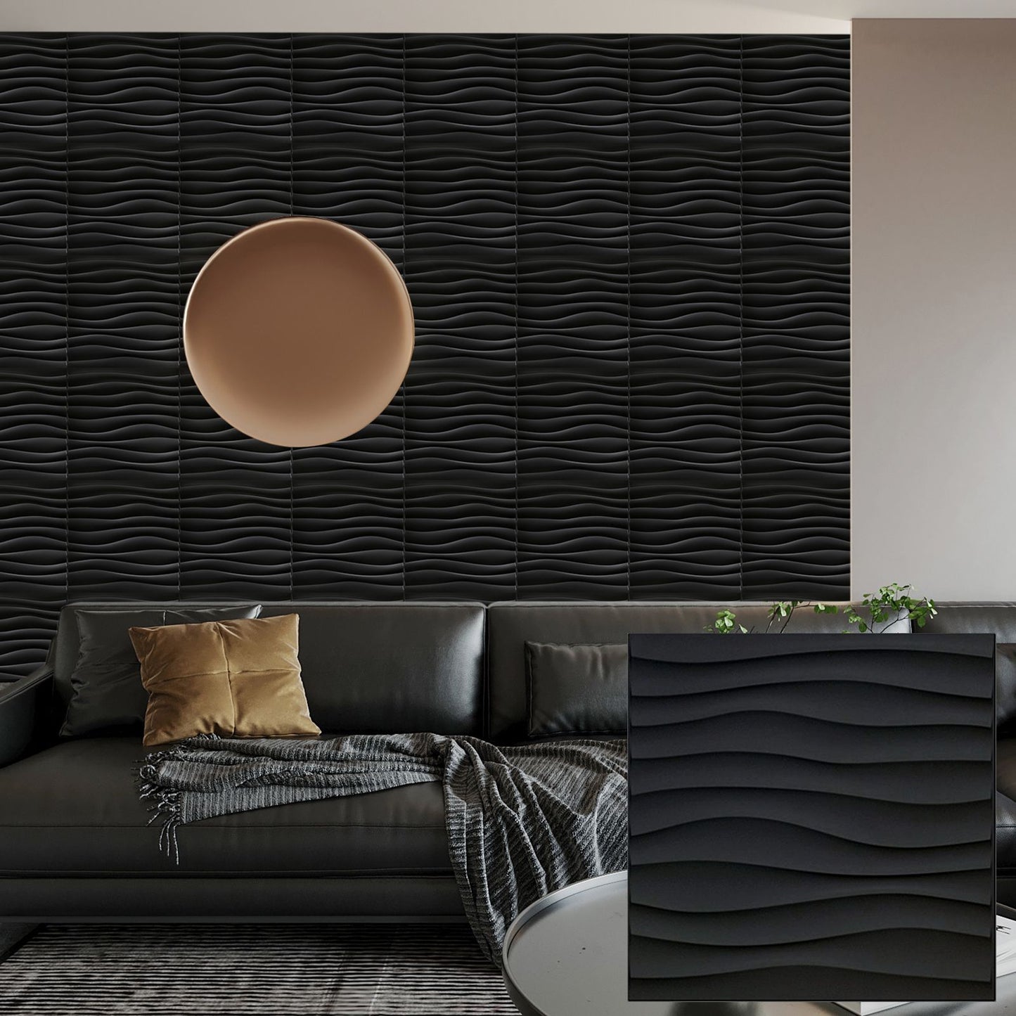 Painel de parede texturizado 3D KUUJOJOJO para decoração de parede interna, ad