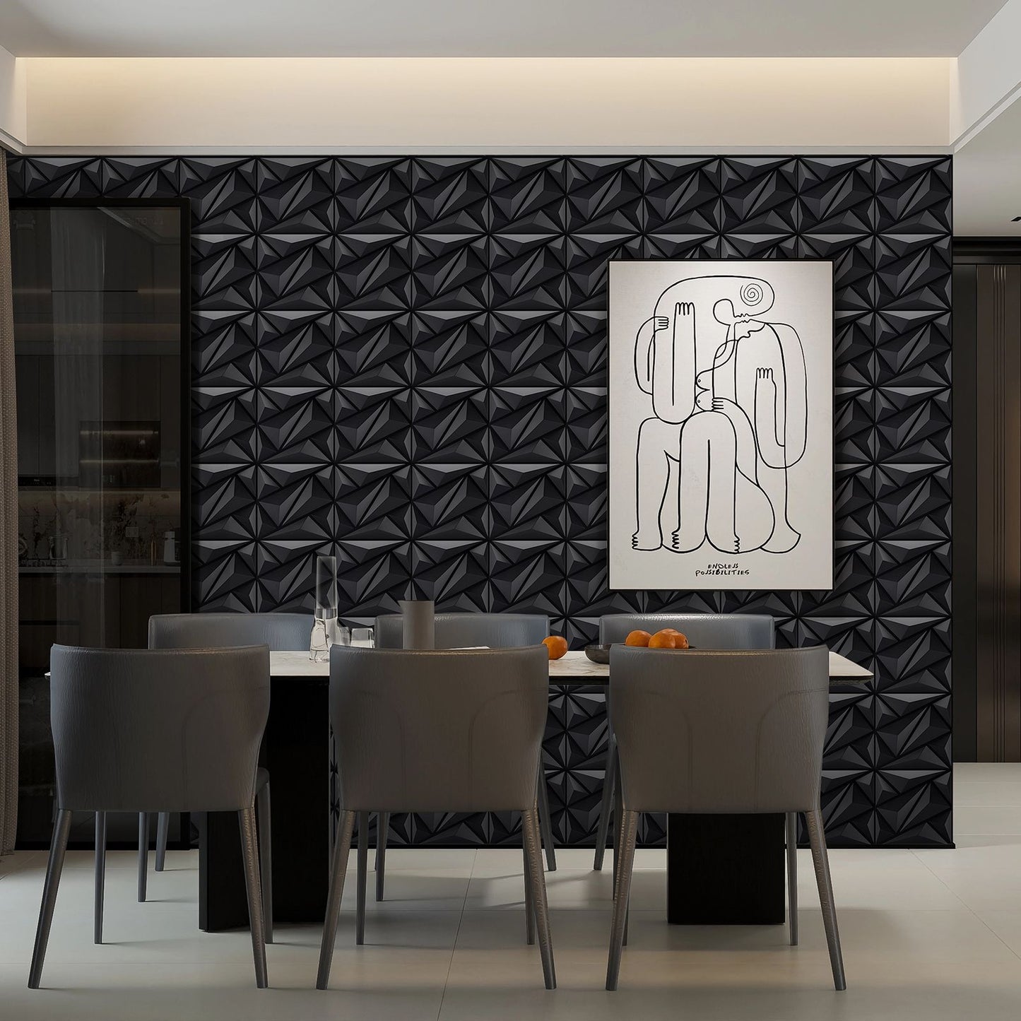 Painel de parede texturizado 3D KUUJOJOJO para decoração de parede interna, ad