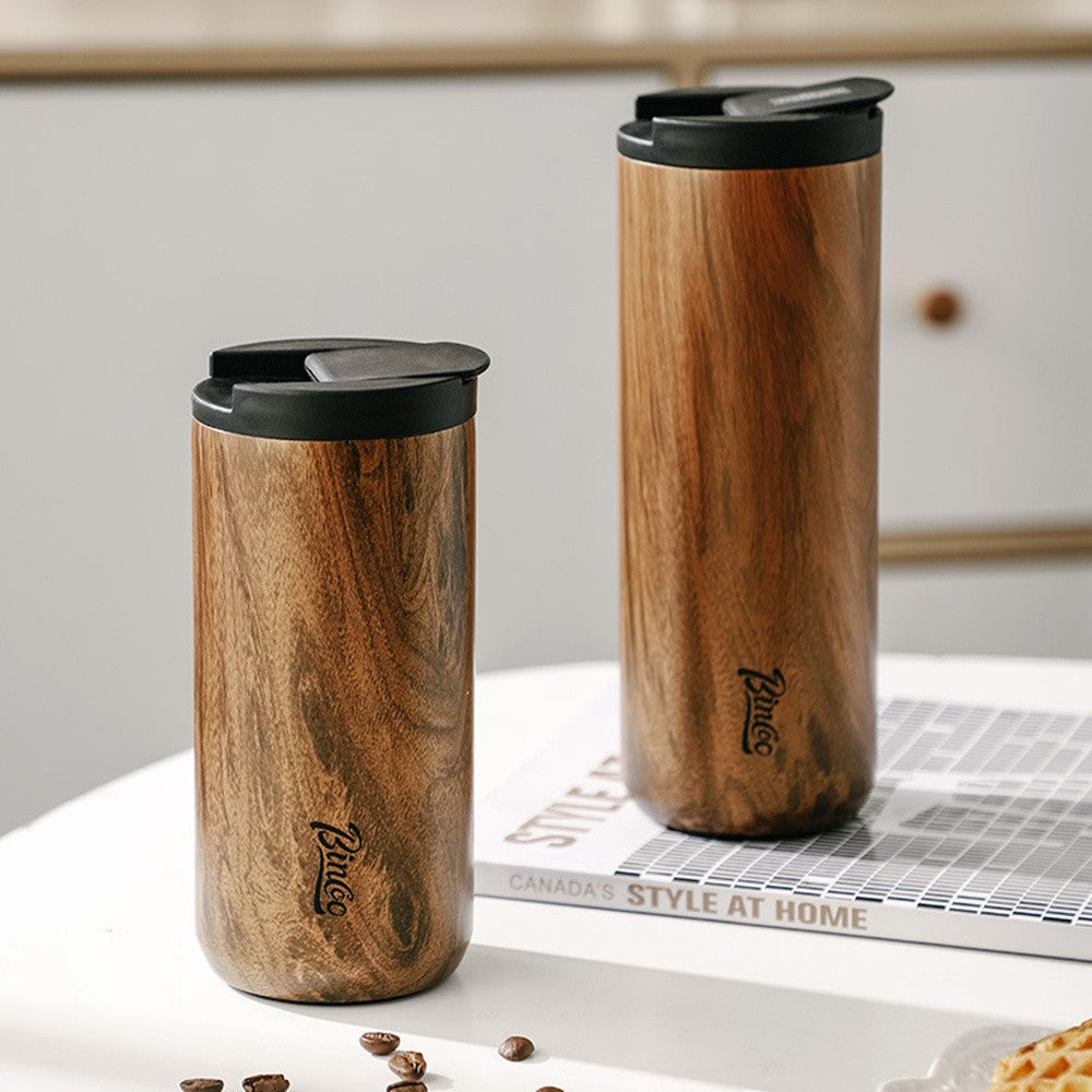 Copo de café térmico de grão de madeira Padrão Caneca de viagem Vácuo isola