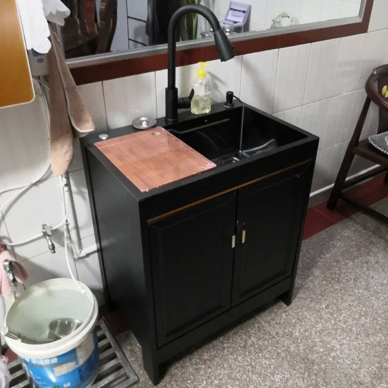 Pia multifuncional de slot único, pia de cozinha grande de aço inoxidável, ar