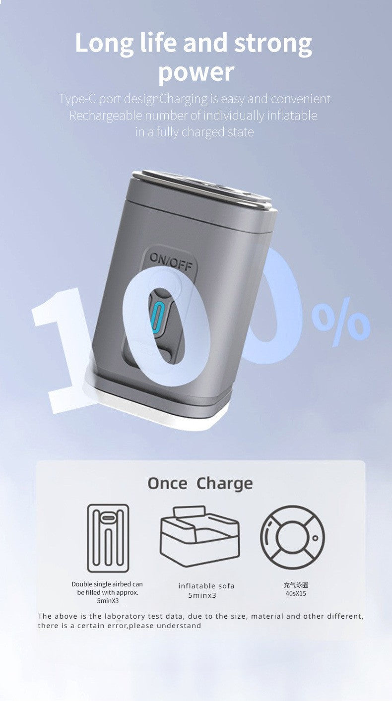 Mini bomba de ar portátil com bateria de 1300mAh recarregável USB para inflar