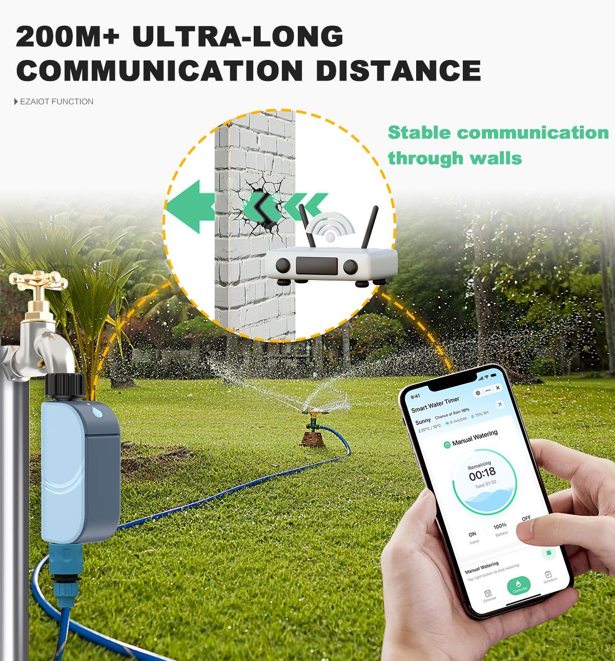 Inteligente wi fi jardim rega temporizador tuya sprinkler automático sistema de