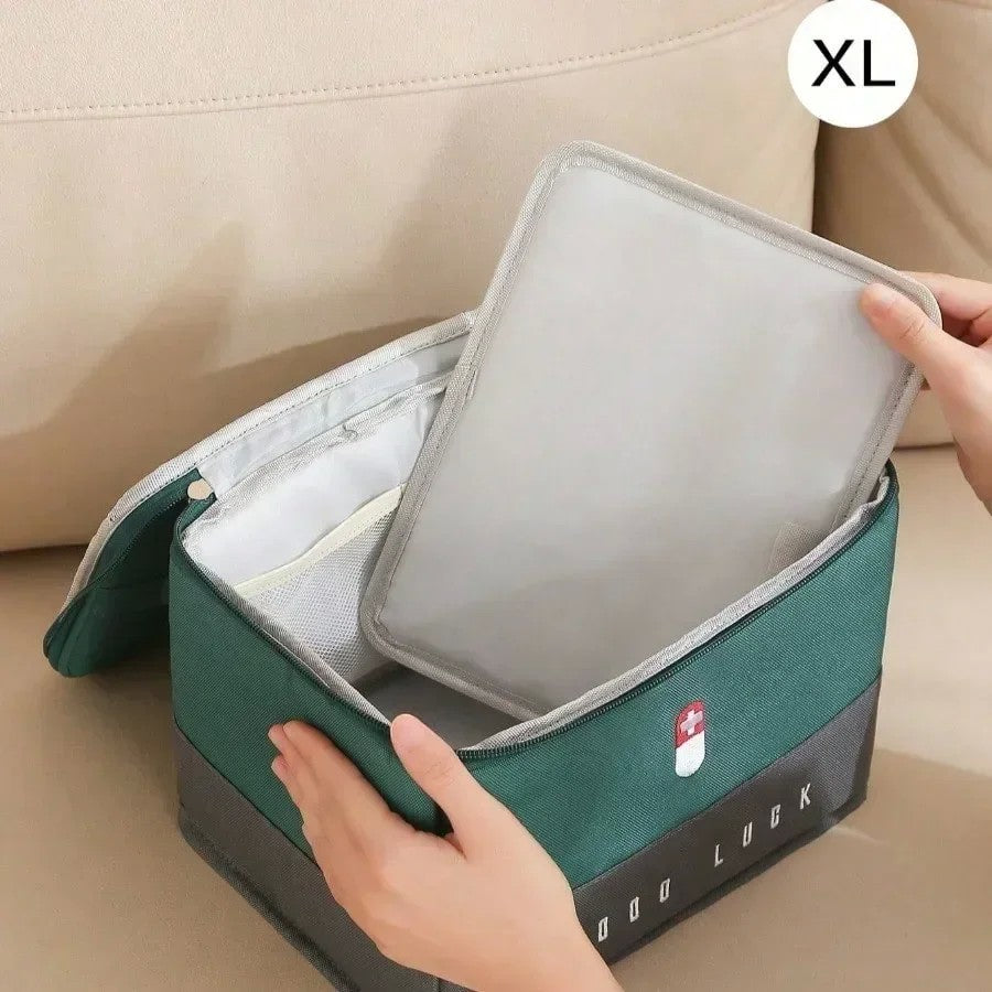 Bolsa médica portátil para viagem, kit de primeiros socorros à prova d'água, grande capacidade, organizador de armazenamento de medicamentos, bolsa de emergência para acampamento