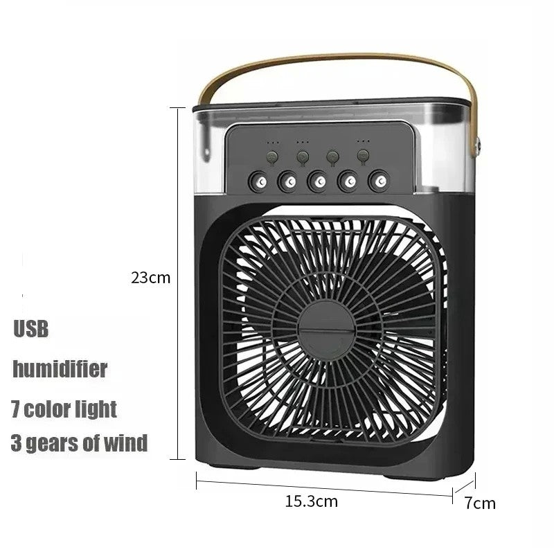 Ventilador com umidificador portátil de luz noturna LED - Mini refrigerador de
