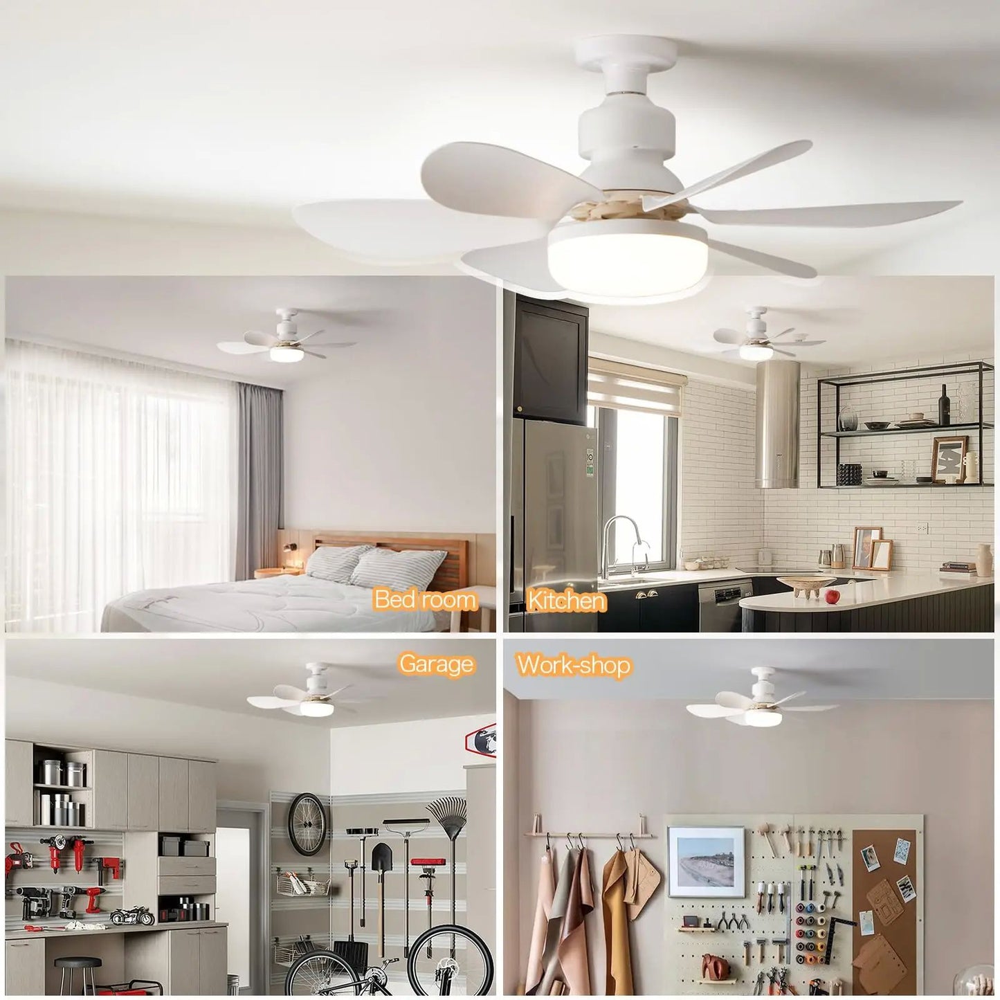 Ventilador de teto LED 40W E27 com controle remoto para escurecimento, adequado