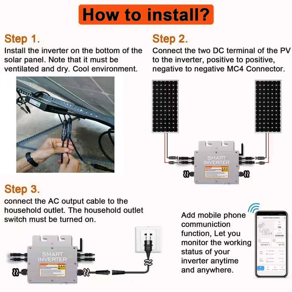 Tensão de entrada fotovoltaica 20 ~ 60v saída ac 110v/230v automática 600w/70