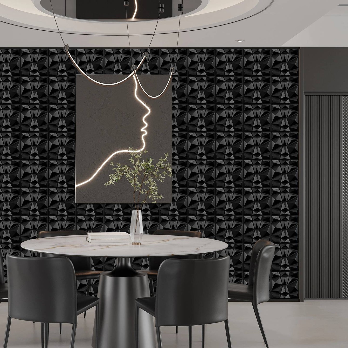 Painel de parede texturizado 3D KUUJOJOJO para decoração de parede interna, ad