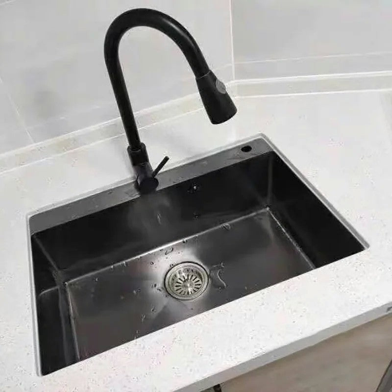 Pias simples feitas à mão para bancada de cozinha, pias de lavagem nano pretas