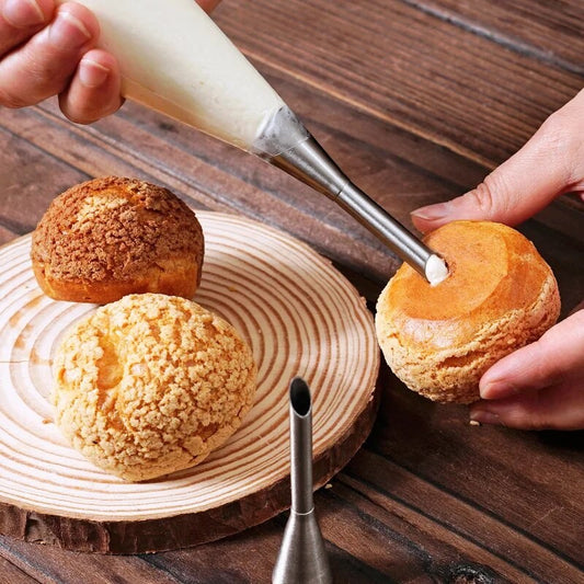 1 peça de aço inoxidável puff boca bolo puff creme flor espremedor ocidental