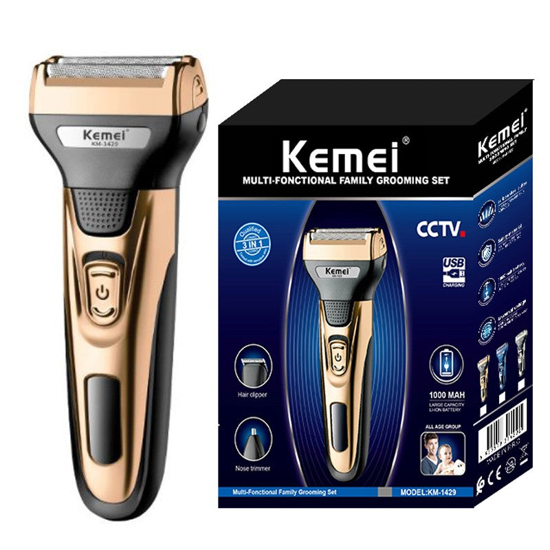 Kemei-Kit de Higiene Elétrico para Homens, Aparador De Pêlos De Barba, Corpo,