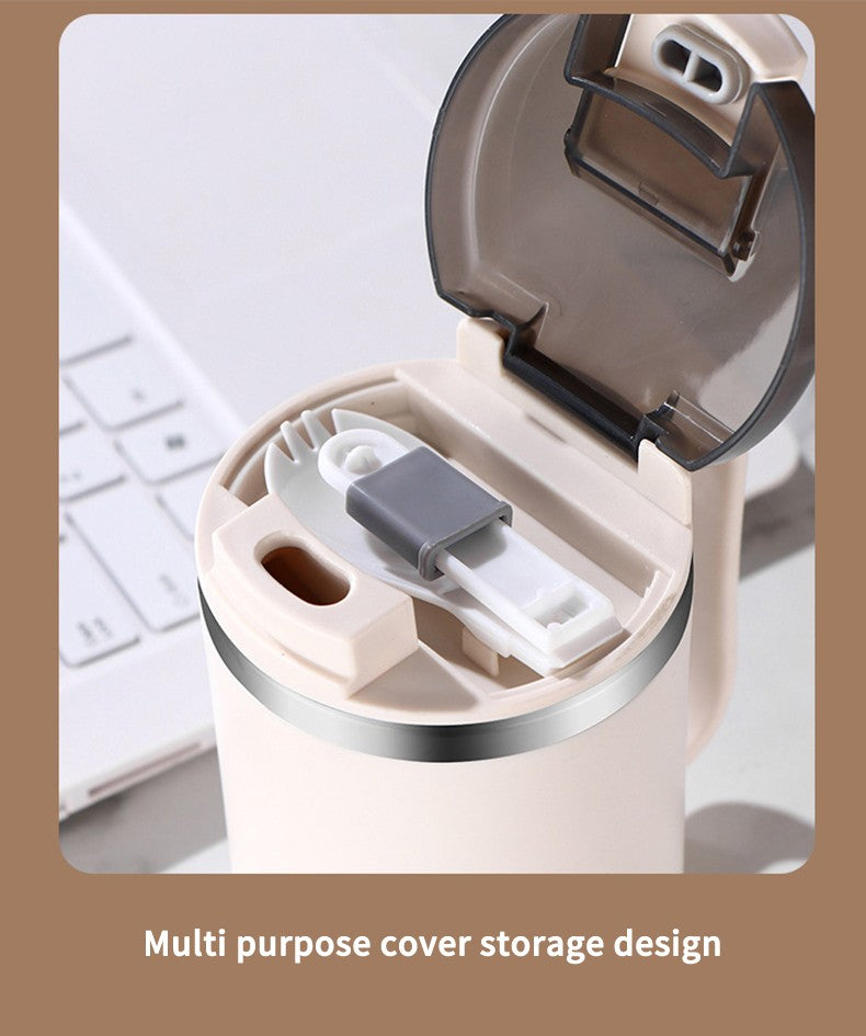 WORTHBUY Copo de café térmico de parede duplo com filtro e colher 304 copo de
