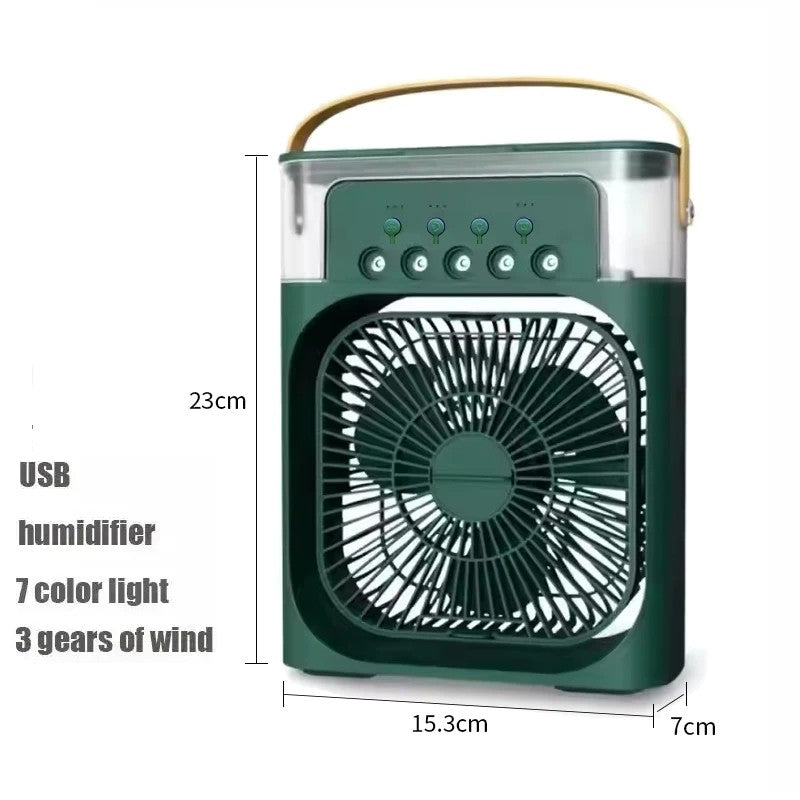Ventilador com umidificador portátil de luz noturna LED - Mini refrigerador de