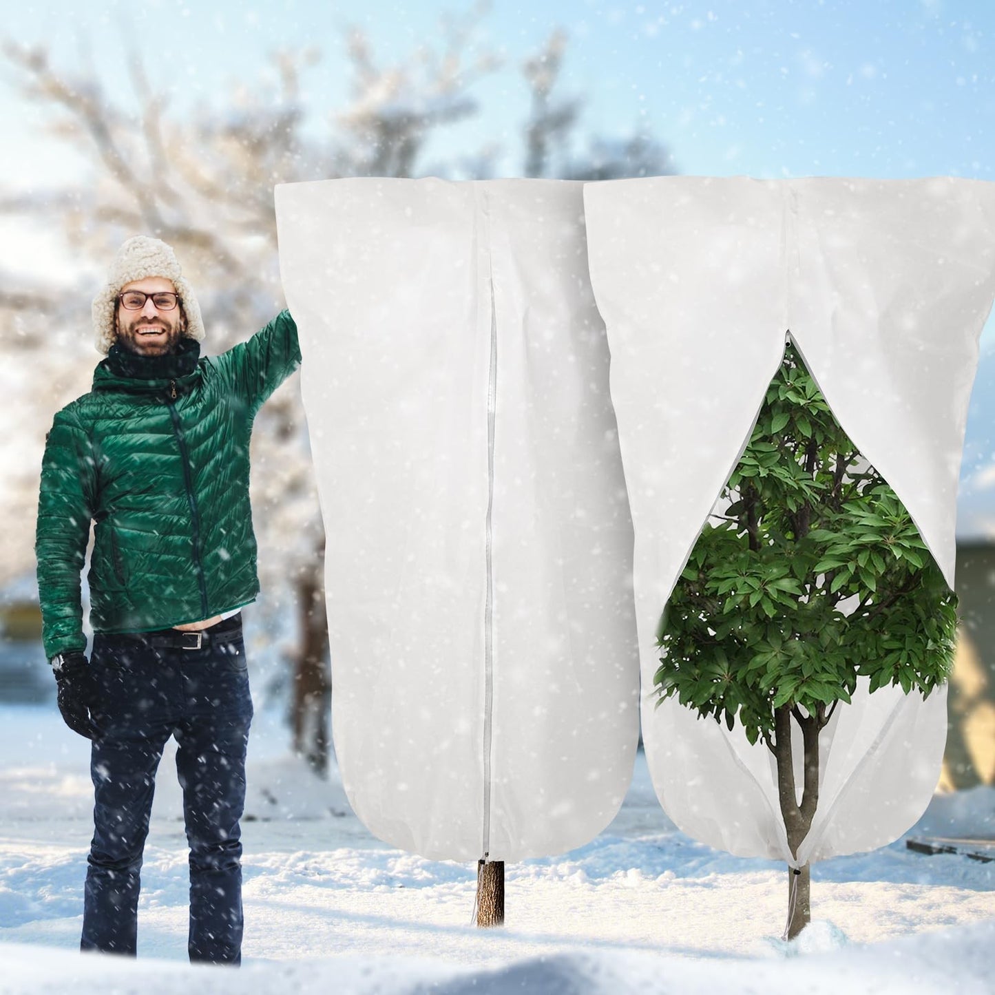 Capa de planta inverno quente capa árvore arbusto planta proteger saco proteção contra geada para quintal jardim plantas pequena árvore contra frio