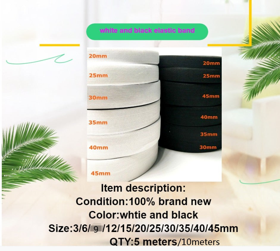 5 metros 3/6/9/12/15/25/30/35/40mm branco/preto náilon mais alta faixas faixas