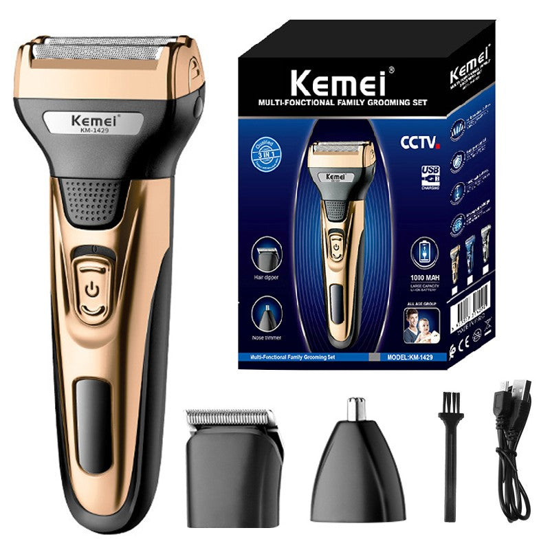 Kemei-Kit de Higiene Elétrico para Homens, Aparador De Pêlos De Barba, Corpo,