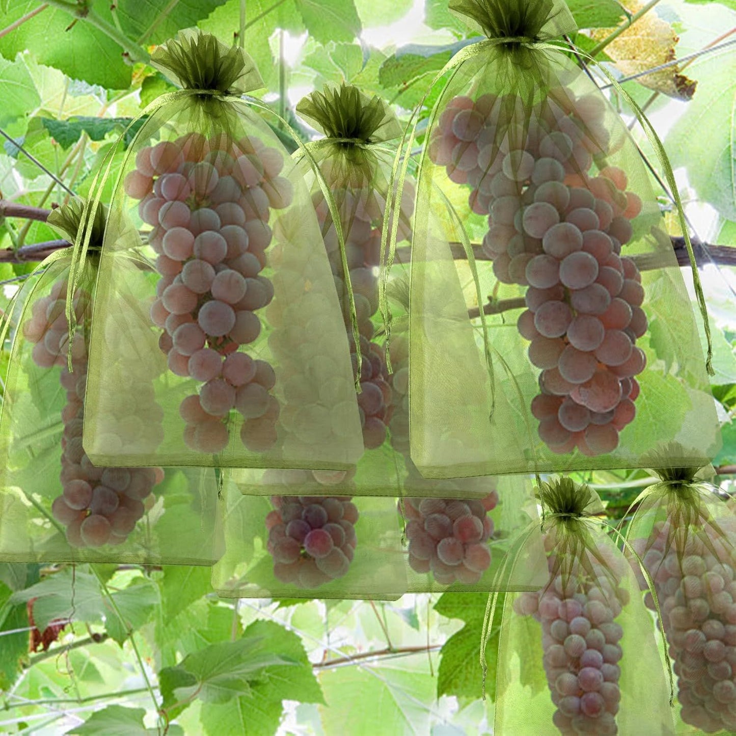 5/300 sacos de rede de proteção de frutas com cordão reutilizáveis sacos de