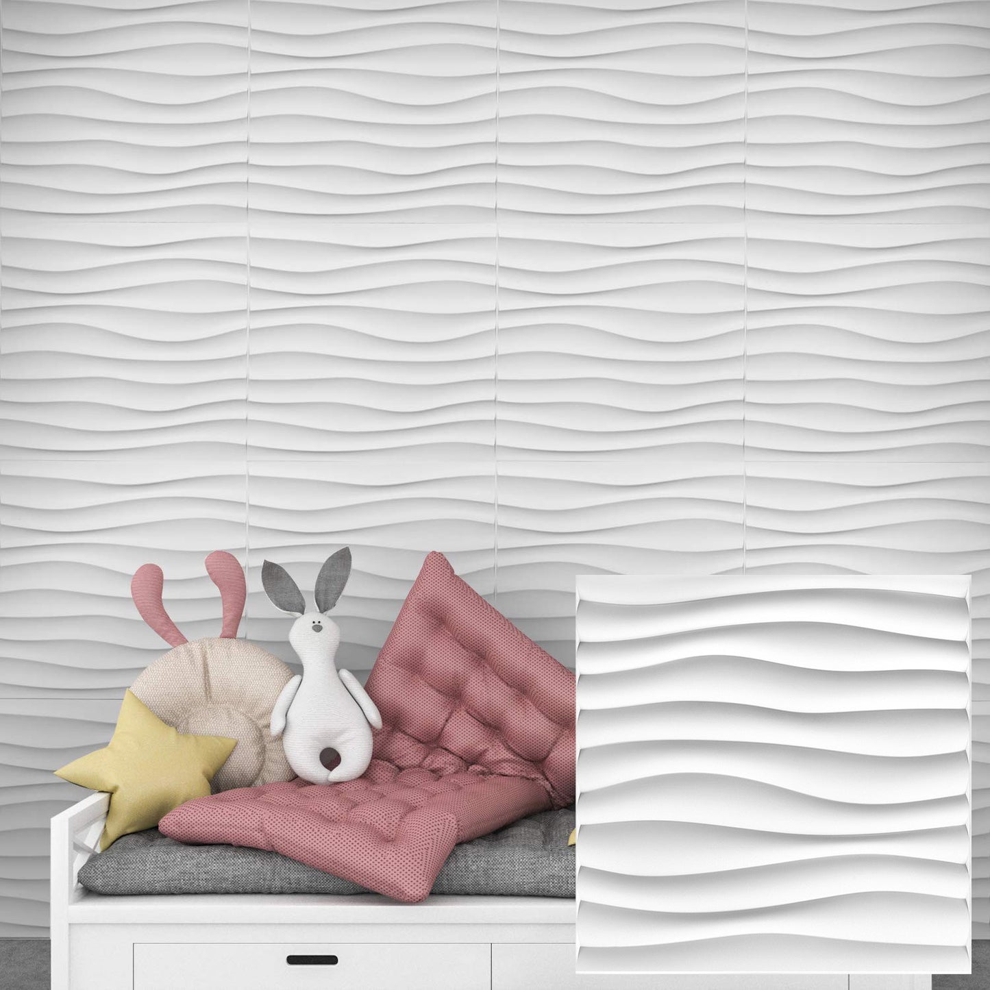 Painel de parede texturizado 3D KUUJOJOJO para decoração de parede interna, ad