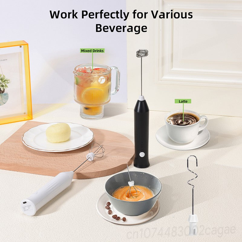 Mini batedor de café recarregável usb, 3 velocidades, máquina de espuma, café, leite, alça elétrica, liquidificador, batedor de ovos, ferramentas de cozinha quentes