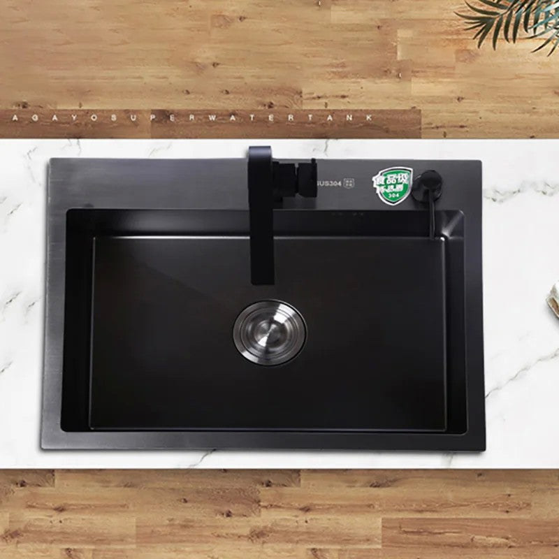 Pias simples feitas à mão para bancada de cozinha, pias de lavagem nano pretas