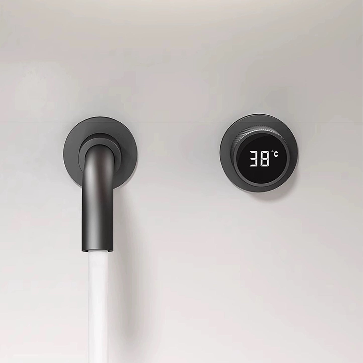 Torneira preta para banheiro, simples, inteligente, display digital, alça únic