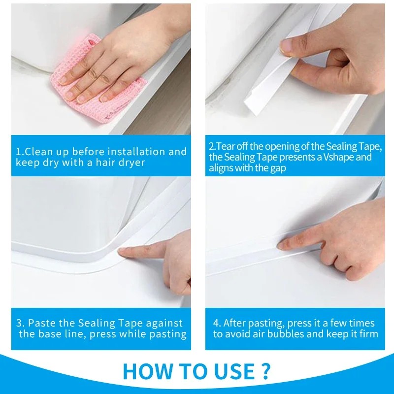 Fita de colocação de pvc, 2,2x3,2m, para banheiro, cozinha, calafetagem, autoa