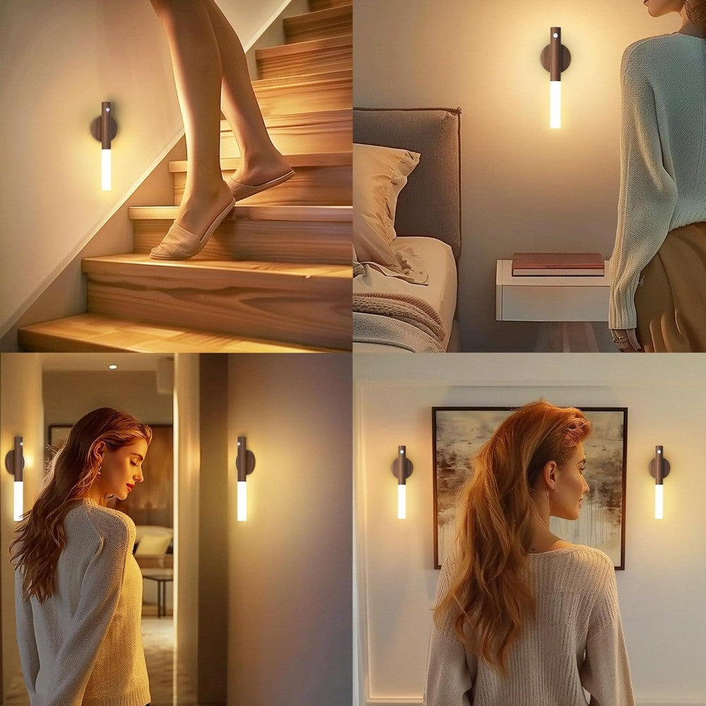 Sensor de movimento inteligente luz noturna led recarregável lâmpada de parede