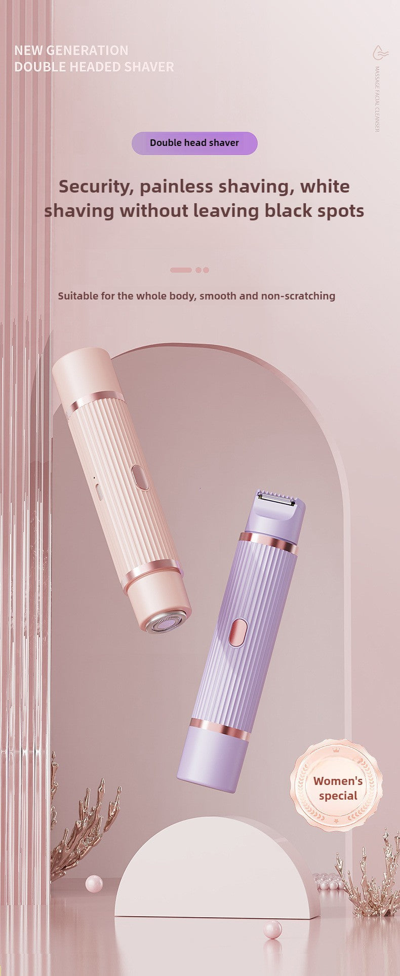 Barbeador elétrico para mulheres, à prova d&#39;água, lâminas de cabelo molh
