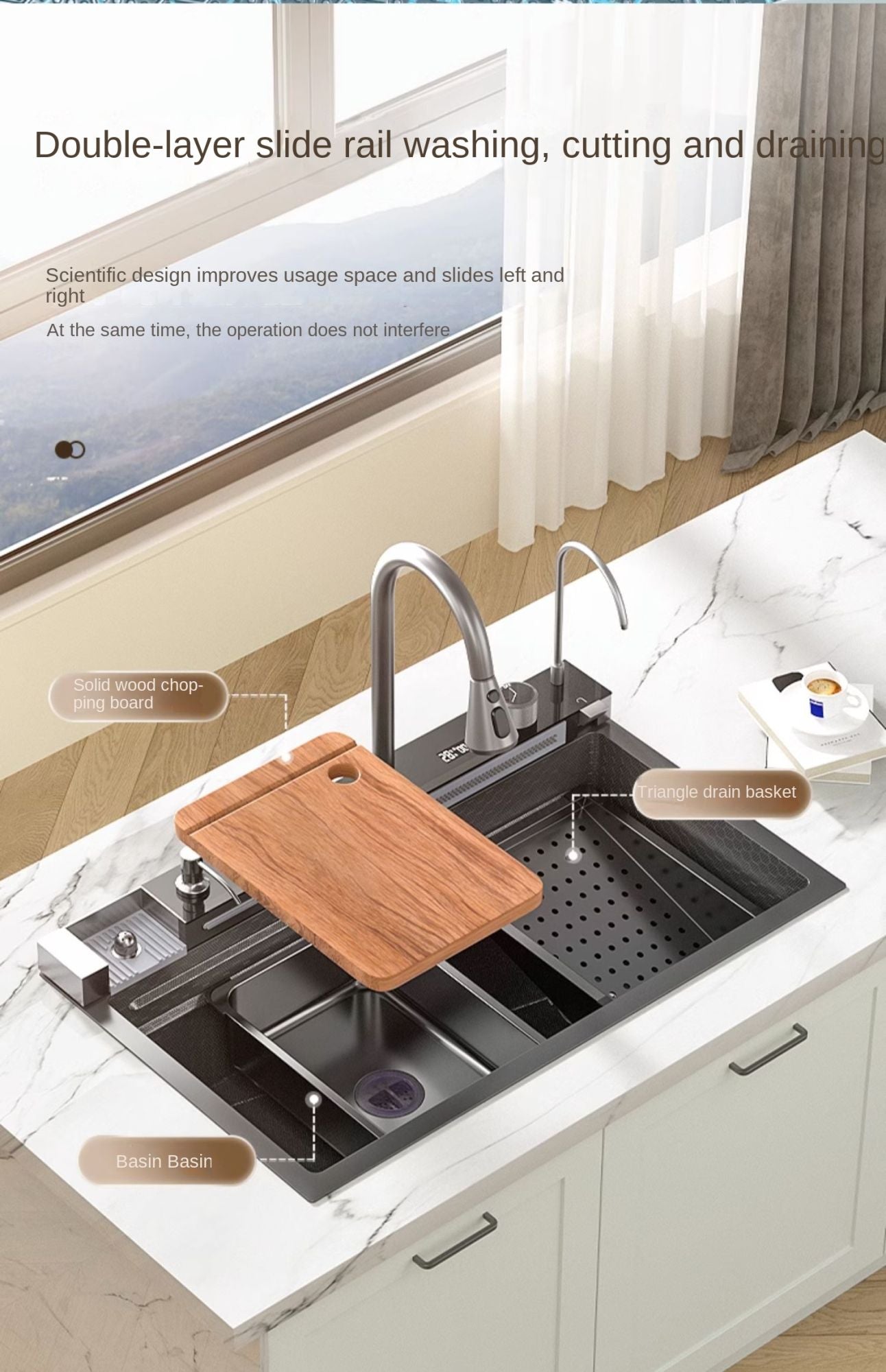 Cozinha de alta qualidade retangular cachoeira digital multifuncional inteligent
