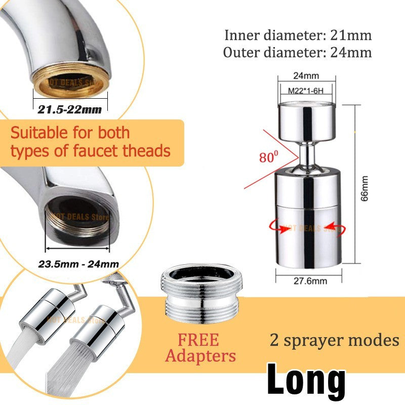 Função dupla anti-respingo bubbler torneira da cozinha aerador 360 graus girat