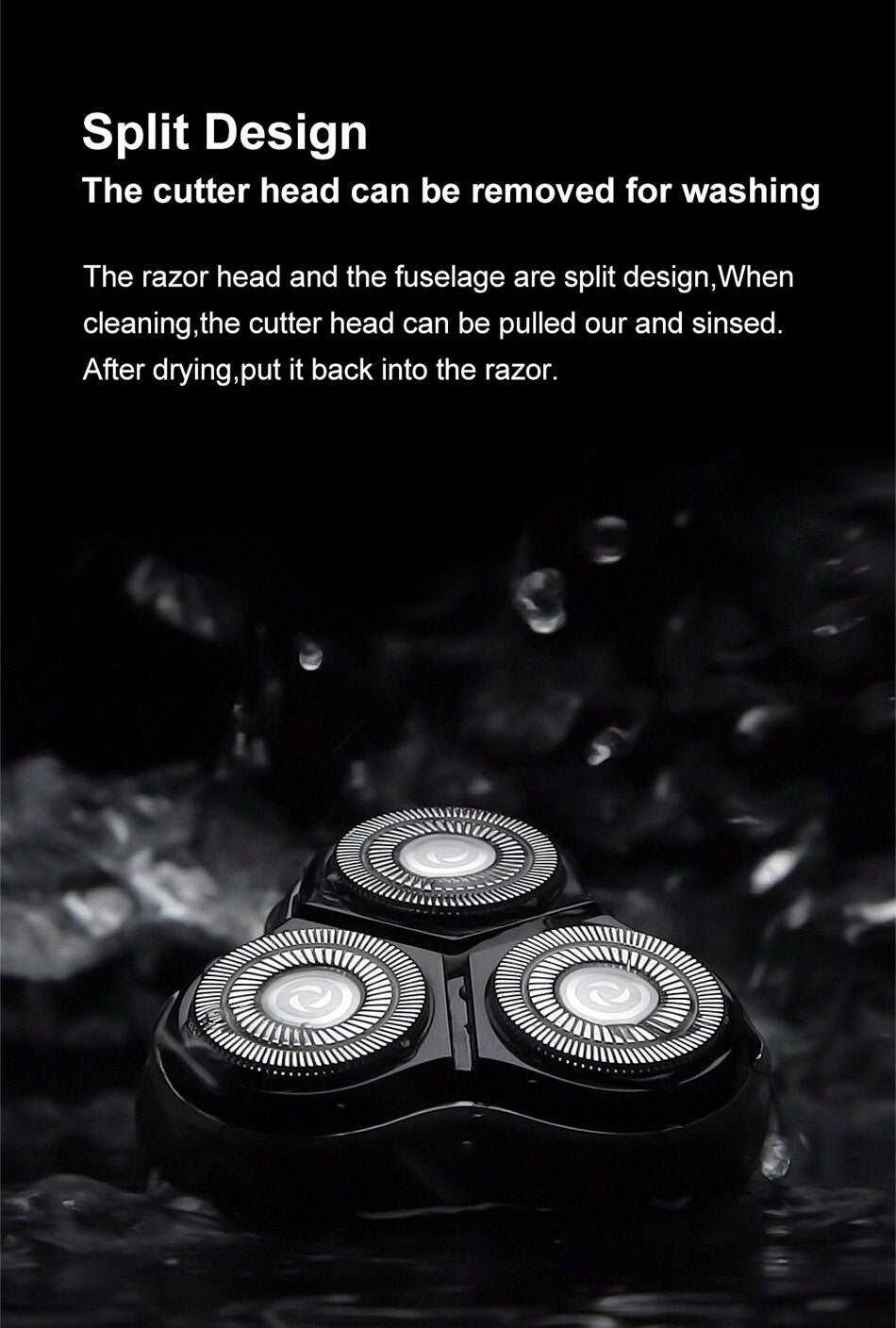 Barbeador rotativo elétrico Enchen Blackstone para homens, lâmina flutuante 3D