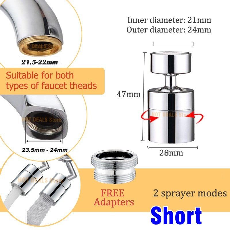 Função dupla anti-respingo bubbler torneira da cozinha aerador 360 graus girat