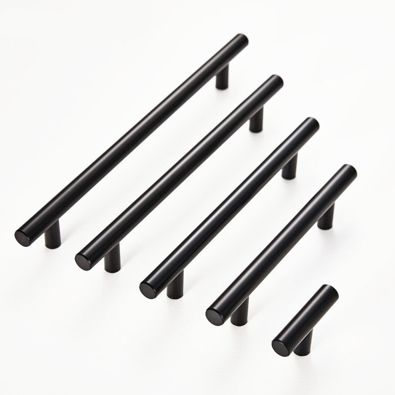 Moderno preto fosco de aço inoxidável porta da cozinha armário t barra puxado