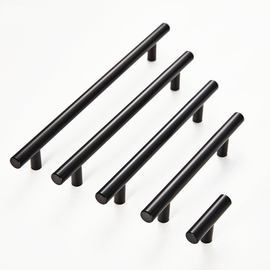 Moderno preto fosco de aço inoxidável porta da cozinha armário t barra puxado
